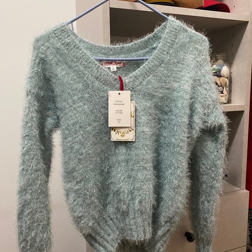Fuzzy Teal Sweater
